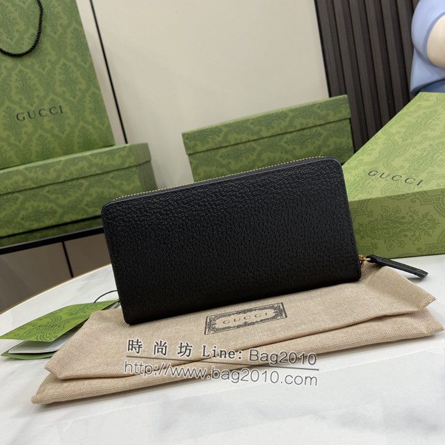 Gucci專櫃古馳最新款飾GG細節拉鏈錢包男士長夾錢包 jh2247型號：523667